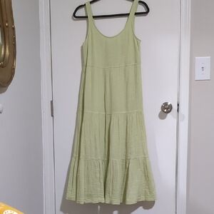 AE Gauzy Green Tiered Maxi Dress